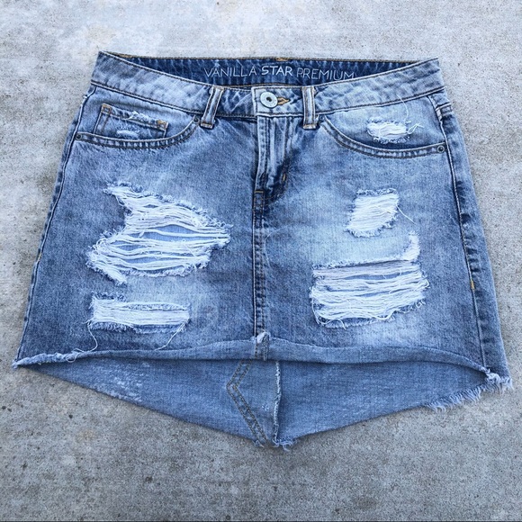 Vanilla Star Dresses & Skirts - Vanilla Star Light Wash Distressed Mini Jean Skirt